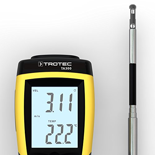 TROTEC TA300 Anemometer gerade Sonde inkl. cal. Zertifikat Teleskopsonde Messinstrument Ermittlung von Strömung, Temperatur und Volumenstrom Kanalmessungen Dichtheitsprüfungen