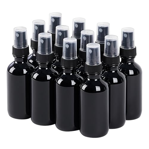 2oz Glass Spray Bottles Fine Mist Reusable (12-Pack)