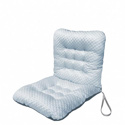 Coussin de chaise épais 8cm avec attaches et dossier capitonné bleu