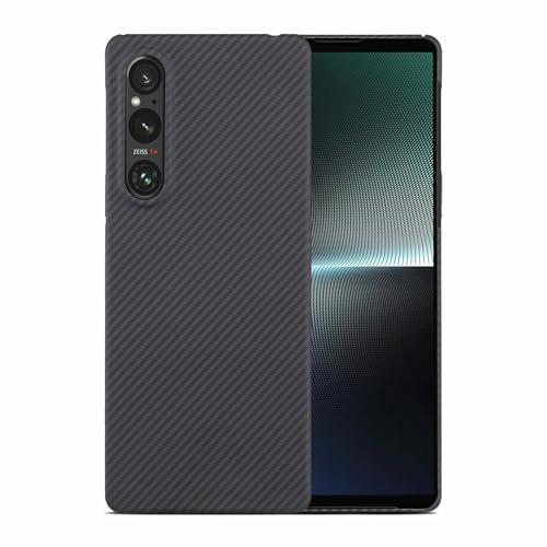 Sisyphy Sony Xperia 1 VI ケース アラミド繊維 カーボン風 ギャラクシ ケース極薄0.64mm 超軽量12g 耐衝撃 マット(黒 600D 細かなしわ)
