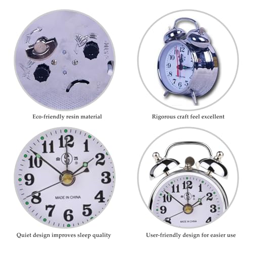 Reloj despertador de cuerda vintage plata pequeño de metal manual para mesa y escritorio 5