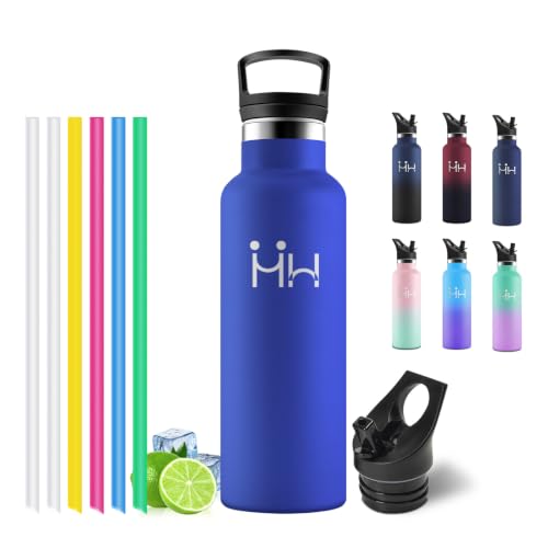 Motswedi Botella Termica 750 ml, con Pajita, Botella agua Acero Inoxidable, Cantimplora, Thermoflask, para Bebidas Calientes y Frías, para Oficina, Camping, Gimnasio, Azul Real