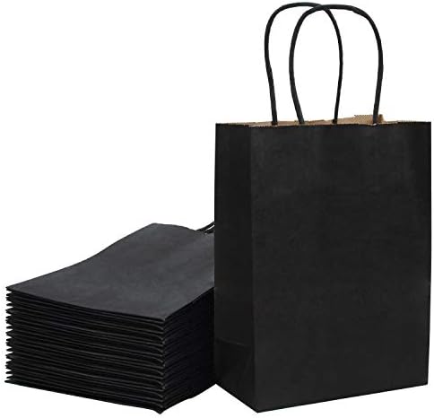 Loveinside 21x11x27 cm Paper Bags Medium Kraft White Gift Bags Bulk with Handles for Birthday Wedding Party Favors 25pcs/ SET