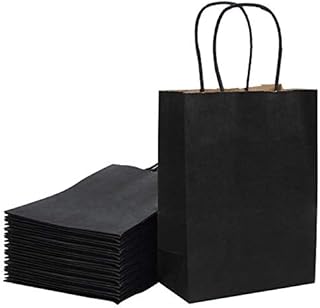 Loveinside 21x11x27 cm Paper Bags Medium Kraft White Gift Bags Bulk with Handles for Birthday Wedding Party Favors 25pcs/ SET