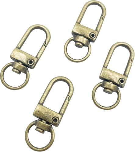 Image of Tia Strap Buckles Metal Clasps Lobster for Handbag, Spring Ring, Purse Dog Hook, Key Chain Swivel Trigger Snap Hook DIY and Purse Making Accessories (Bronze Push Gate Hook Swivel-Premium-33x10mm, 6)