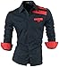 Jeansian Men's Slim Fit Long Sleeves Casual Shirts 8358 Navy M