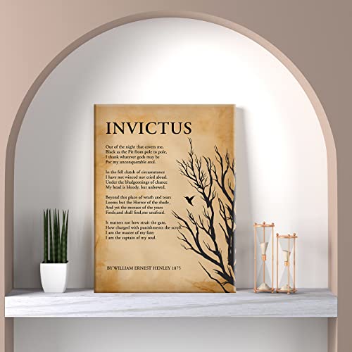 Retro Wall Art Invictus Out of the Night Canvas Print Inspirational Framed Painting for Home Office Wall & Tabletop Décor by Nurawo - Used condition - Image 3