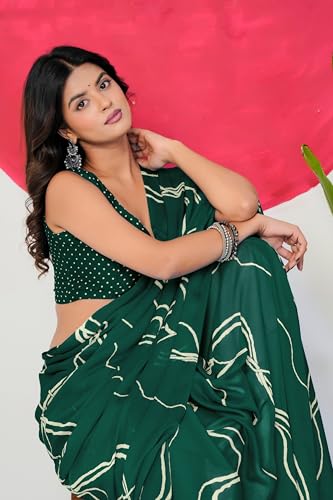 Image of MIRCHI FASHION Saree for Woman Chiffon Georgette Geometric Printed | Lightweight Farewell and Women's Office Sari with Blouse Piece