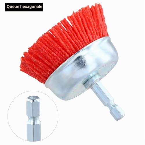 QWORK®6 Pièces Brosses en Nylon, Brosses Abrasives Nylon avec 1/4" (6.35 mm) Tige, pour Ponçage, Nettoyage et l'élimination de la Rouille – vue 3