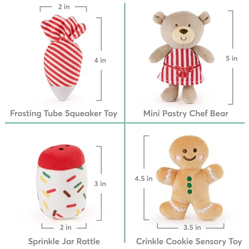 Image of GUND Baby Play Soft Collection, My First Gingerbread House 5-Piece Playset with Rattle, Squeaker and Crinkle Plush Toys, Sensory Toy for Babies, 7.5 inch