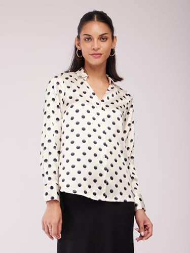 Image of FableStreet Women Shirts | Comfort Fit Spread Collar | Premium Satin Fabric for Formal, Business Casual