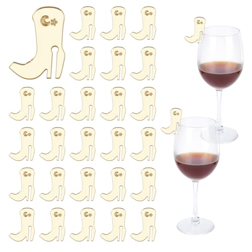Dijes acrílicos para copas de vino con diseño de vaquero para fiestas