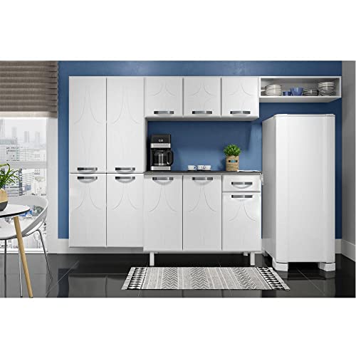 Cozinha Completa Telasul Rubi de Aço 4 Peças Paneleiro+Armário+Gabinete+Nicho COZ97 Cor Branco