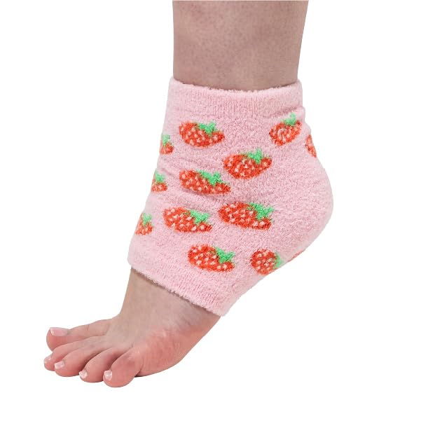 ZenToes Moisturizing Socks for Cracked Heel Treatment, Vitamin E, Olive Oil and Jojoba Oil Infused Heel Socks, Spa , (Fuzzy Pink, Regular)