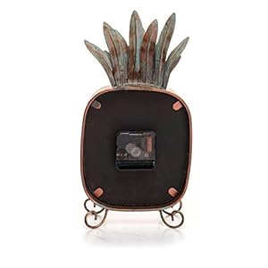Home garden copper patina rustic pineapple metal battery operated table clock  urban country home decor
