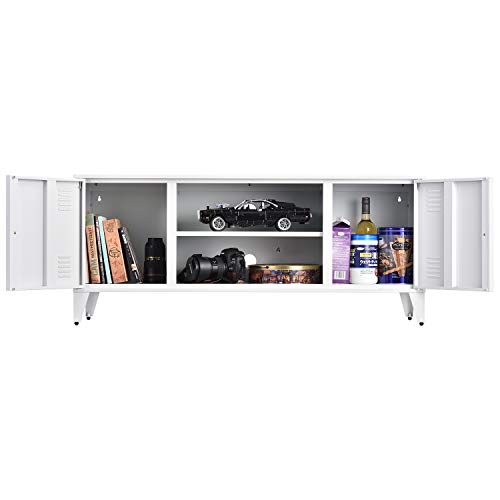 Modern Multi-Functional White Tv Stand For Up To 55 Inch Tvs, Entertainment Center Media Console,2 Storage Cabinet And 2 Open Shelves, For Living Room Bedroom #TOP3
