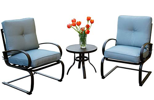 Kozyard Susan 3 Pcs Patio Bistro Set Outdoor Furniture For Patio, Garden, And Yard With Cushioned Seats(Blue) #TOP23