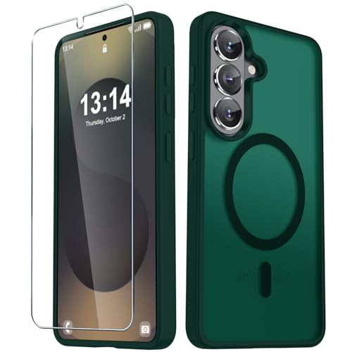 Image of for Samsung Galaxy S26+ Plus Case, Matte Magnetic Phone Cover, Dark Green | Fit for MagSafe, Screen Protector included, Shockproof Military Grade Protection, Translucent Frosted Back