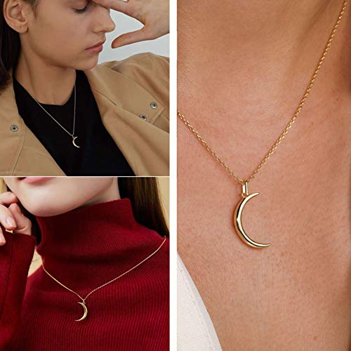 Moon Necklace Dainty Gold Necklaces For Women Sterling Silver Necklace (Gold) #TOP4
