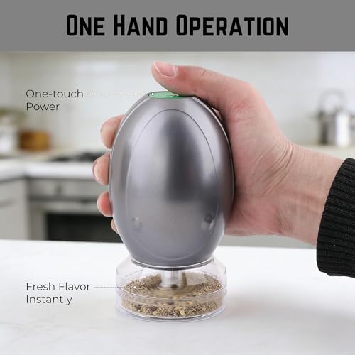 Image of Mamba Whip Electric Spice Grinder, One-Hand USB Rechargeable Culinary Herb & Seasoning Mill for the Kitchen, New Tech. Chain Grinding System, Metal Gray