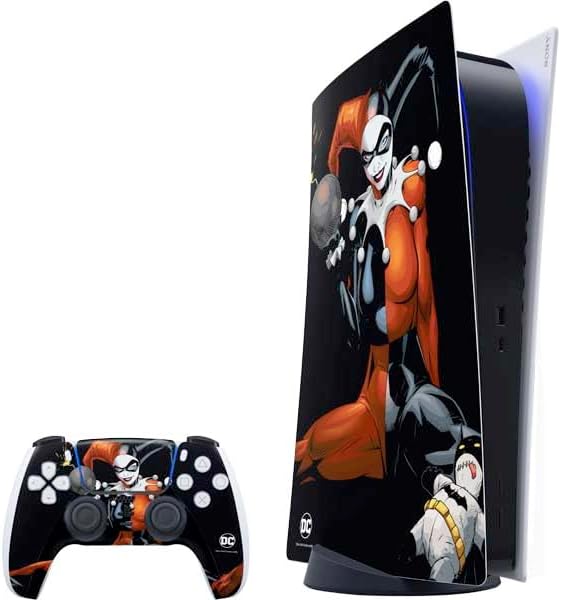 Skinit Decal Gaming Skin Compatible with PS5 Bundle - Officially Licensed DC Comics Harley Quinn Playfull Pose Design