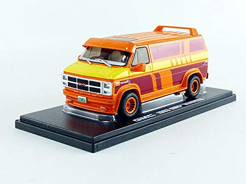 1983 GMC Vandura Custom Orange with Custom Graphics 1/43 Diecast Model Car by Greenlight 86327