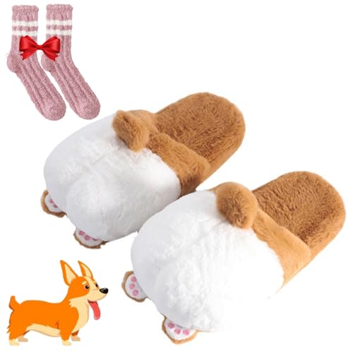 Corgi Slippers, Corgi Shoes, Corgi Slippers for Women/Men, Plush Warm Cute Soft Comfy Corgi Dog Slippers Zapatillas Corgi