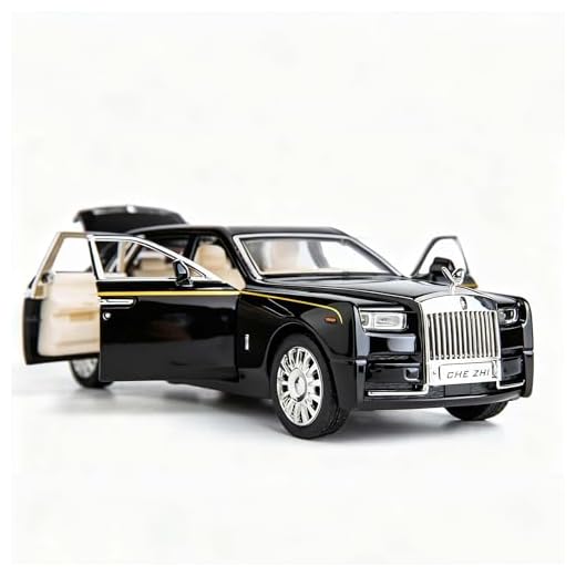 TGRCM-CZ Kompatibel für 1/32 Rolls-Royce Phantom Modellauto Spielzeugauto mit Sound und Licht für Kinder Junge Mädchen, Metallkörpertür geöffnet schwarz