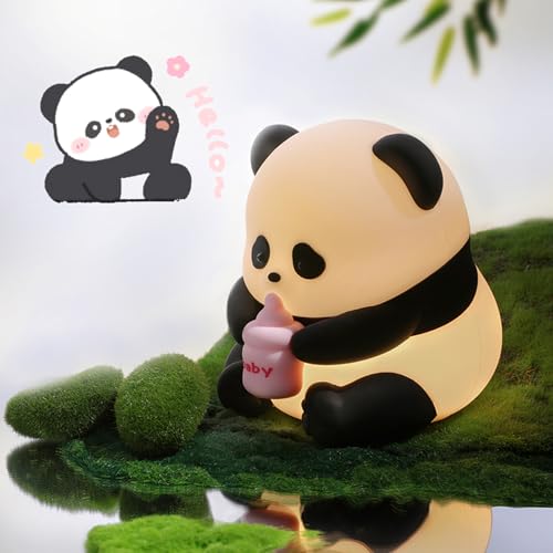 Image of Panda Night Light, Cute Bedroom Decoration, 7 Color Variable, Adjustable Panda Lamp, Bedside Touch Light for Boys and Girls Baby Gifts
