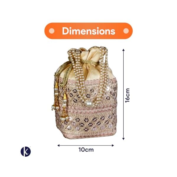Kundhadiya Collections Potli Bags for Ladies | Potli Bags for Ladies for Wedding | Potli Bags for Women (Cream) - Image 3