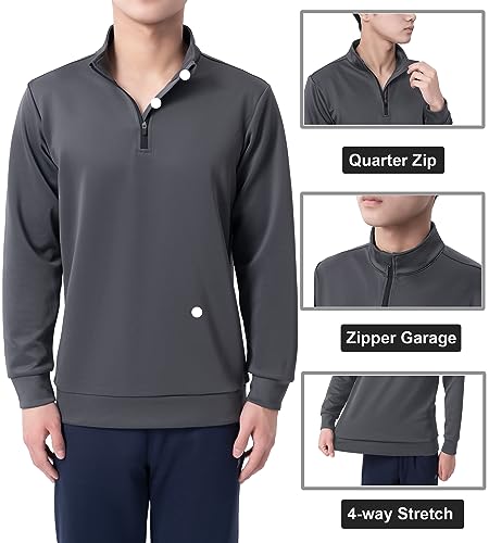 DEVOROPA Youth Boys 1/4 Zip Pullover Long Sleeve Lightweight Performance Golf Shirts Kids Running Workout Top Water Resistant3
