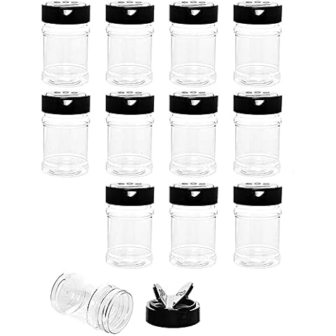 12 Stück - 200 ml Kunststoff-Gewürzgläser Cover
