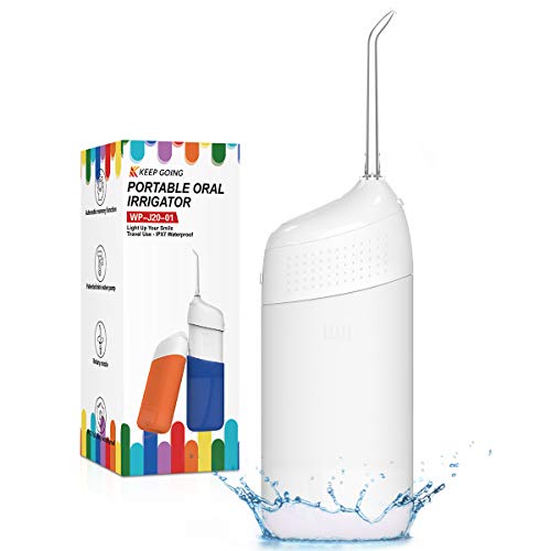 Water Flosser Portable Oral Irrigator Cordless Teeth Cleaner, Ipx7 Waterproof Power Dental Flossers Professional Care for Home & Travel (Apple White)