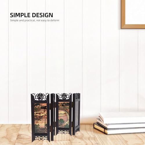 Paravent miniature pliant style chinois en art traditionnel stable