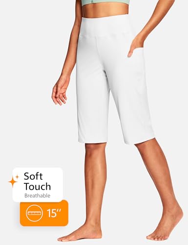 Image of ISEEGZ 15 inch / 18 inch / 21 inch / 25 inch Capri Pants for Women High Waist with Pockets Women's Capris Workout Yoga Pants Loose Straight Leg