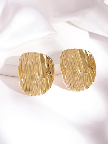 Image of Rubans Ribbed Dome Stud Earrings Trendy Stylish Gift for Women & Girls