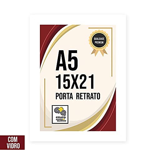 Kit 4 Porta Retrato 15x21 Moldura Premium Fosco Branco c/Vidro Comum