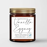 Vanilla Eggnog Seasonal Candle | Highly Scented Winter Natural Coconut Wax Candle | Scent of Vanilla Spice, Rum, Sugar | Long Burn Vegan + Non-Toxic 9oz