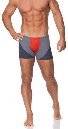 Hisert Shop Shorts Boxer Trajes de Baño Hombre Modelo W3LL31M (Rojo/Gris/Grafito, S)