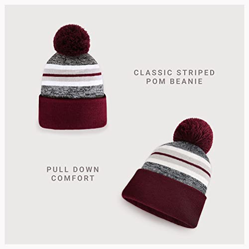 Chok.lids Plain Color Stripe Beanies For Men And Women Soft Acrylic Knit Cuffed Beanie Cap Winter Hat Outdoor (Burgundy) #TOP1