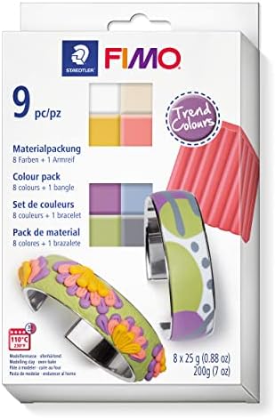 STAEDTLER 8023 10 FIMO Soft Oven-Hardening Polymer Modelling Clay - Starter Kit, Assorted Colours (Pack of 9 x 25g Half Blocks & Accessories)