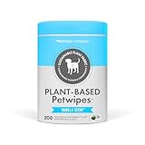 Petkin Plant-Based PetWipes, 200 Wipes - Biobased, Sustainable, Big & Thick Pet Wipes for Dogs & Cats - for Face, Paws, Ears, Body & Eye Area - Consciously Cleans & Conditions - Vanilla