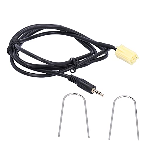 JKOKPMG Cable AUX IN Adaptador de Entrada de Audio Premium Metal ABS 6Pin Mini Conector ISO Jack de 3,5 mm de Repuesto para Grande Punto 2007 y 500 2007 Negro 59,1 Pulgadas