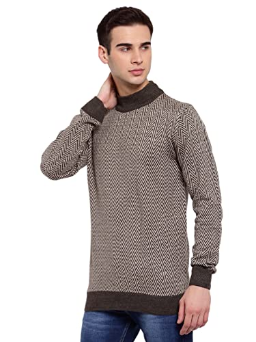 Image of Style Quotient Men Brown & Beige Chevron Pullover