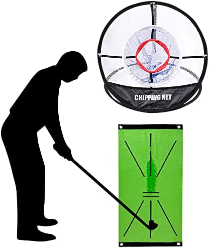 Sailling Golf Chipping Net and Hitting mat for Backyard Accuracy and Swing Practice，Chipping net with Golf mat & Golf Practice Balls,Indoor/Outdoor Golfing Target Accessories (Chipping net with mat)