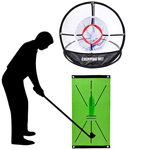 Sailling Golf Chipping Net And Hitting Mat For Backyard Accuracy And Swing Practice，Chipping Net With Golf Mat & Golf Practice Balls,Indoor/Outdoor Golfing Target Accessories (Chipping Net With Mat) #TOP2