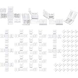 Kit de conector de tira de LED RGB: el paquete viene con 60 piezas de conectores en total, incluidos conectores sin espacios de 40 x 4 pines, 10 conectores RGB en forma de L, 5 conectores de luz de adaptador LED en forma de T y 5 conectores de adaptador cruzado extensiones de terminales ; Cantidad suficiente y varios estilos pueden satisfacer sus diferentes necesidades