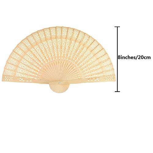 Wobe 60 Pack Sandalwood Fans- Baby Shower Gifts & Wedding Favors, Hand Held Folding Fans Wooden Openwork Personal Handheld Folding Fans for Wedding Party, Home Decorations Birthday Gift