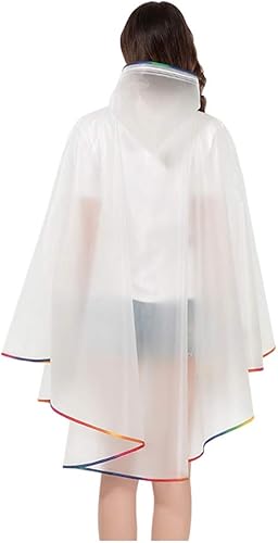 Miniatura 3 de Freesmily Poncho de lluvia transparente para mujer, poncho de lluvia transparente de plástico EVA, capa de lluvia para senderismo, ciclismo