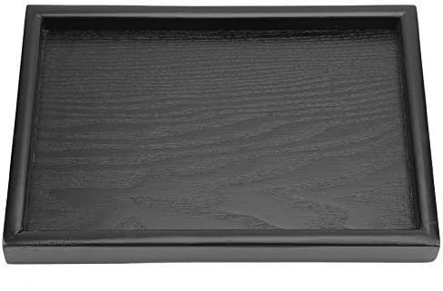 Wooden Rectangular Serving Tray, Black Wood Tea Tray, Tea/Drink Platter, Restaurant Service Tray, Non-Slip Food Tray Breakfast Tray, Coffee Snack Food Solid Wood Tray (22 * 15)